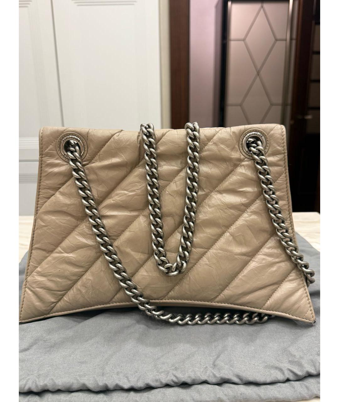BALENCIAGA Бежевая кожаная сумка через плечо, фото 3