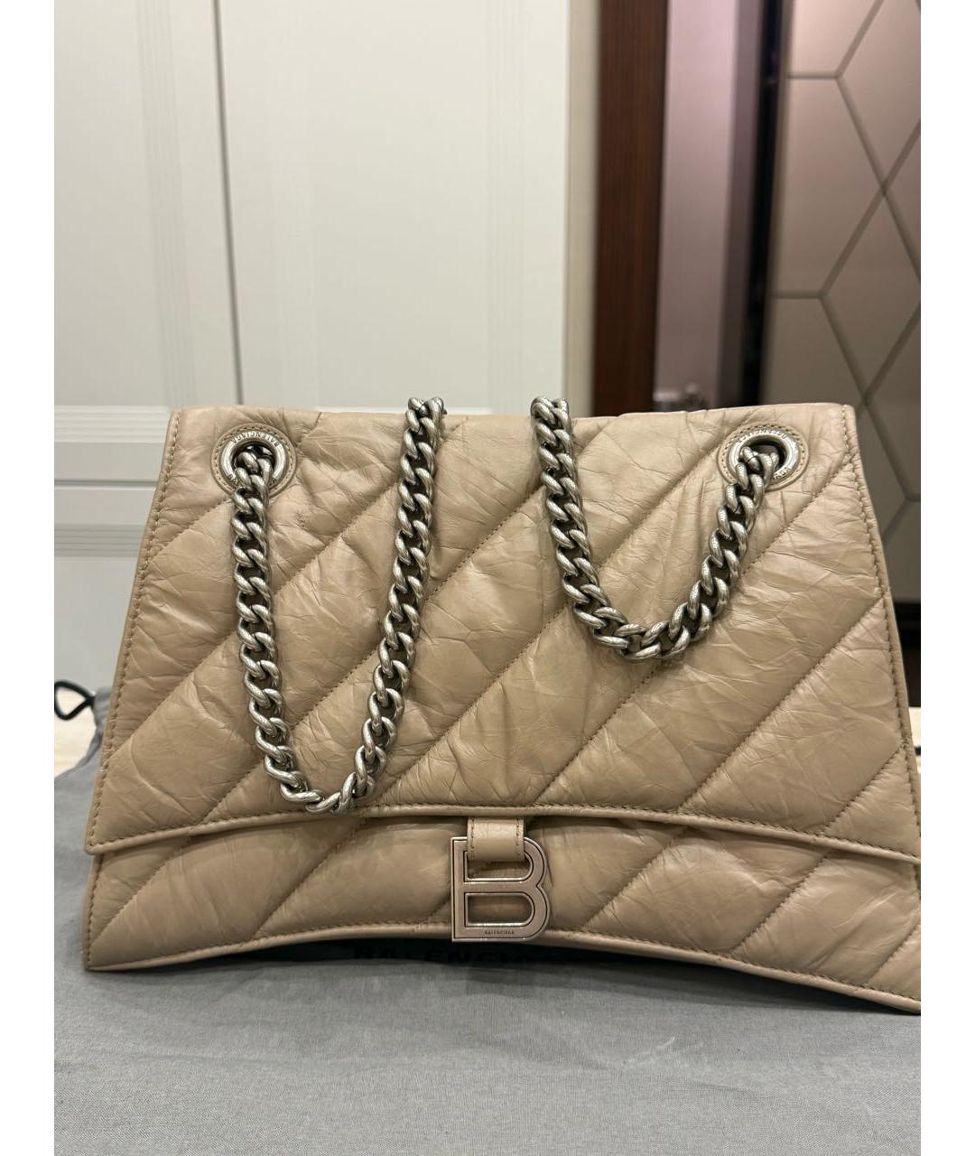 BALENCIAGA Бежевая кожаная сумка через плечо, фото 5