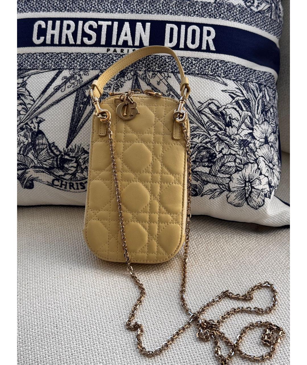 CHRISTIAN DIOR Желтая кожаная сумка через плечо, фото 9