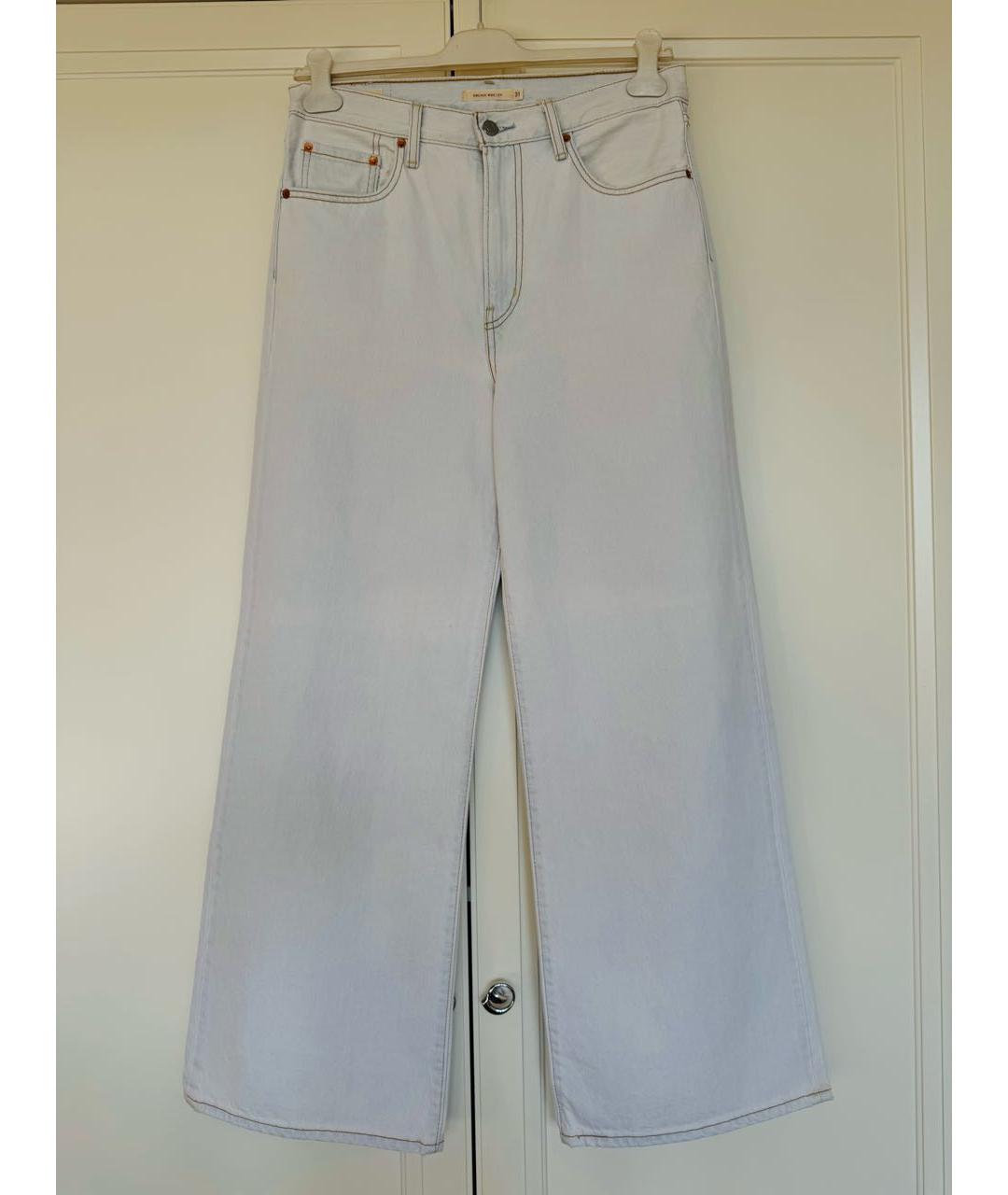 LEVI'S Белые хлопковые джинсы клеш, фото 9