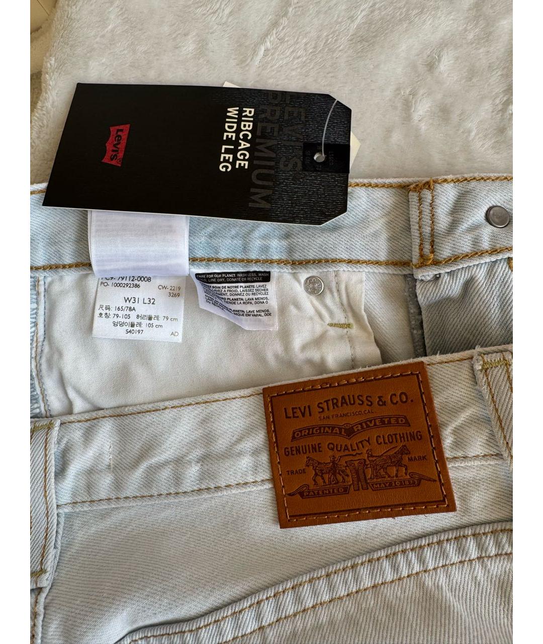 LEVI'S Белые хлопковые джинсы клеш, фото 8