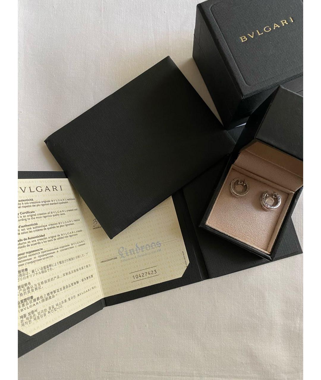 BVLGARI Серебряные серьги из белого золота, фото 5