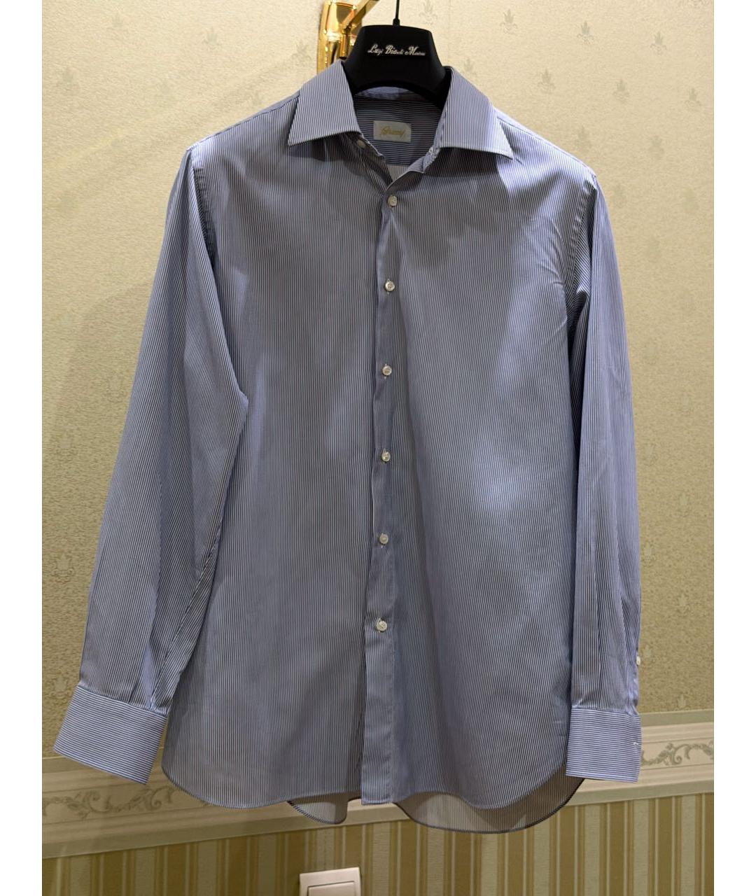 BRIONI Голубая хлопковая классическая рубашка, фото 9