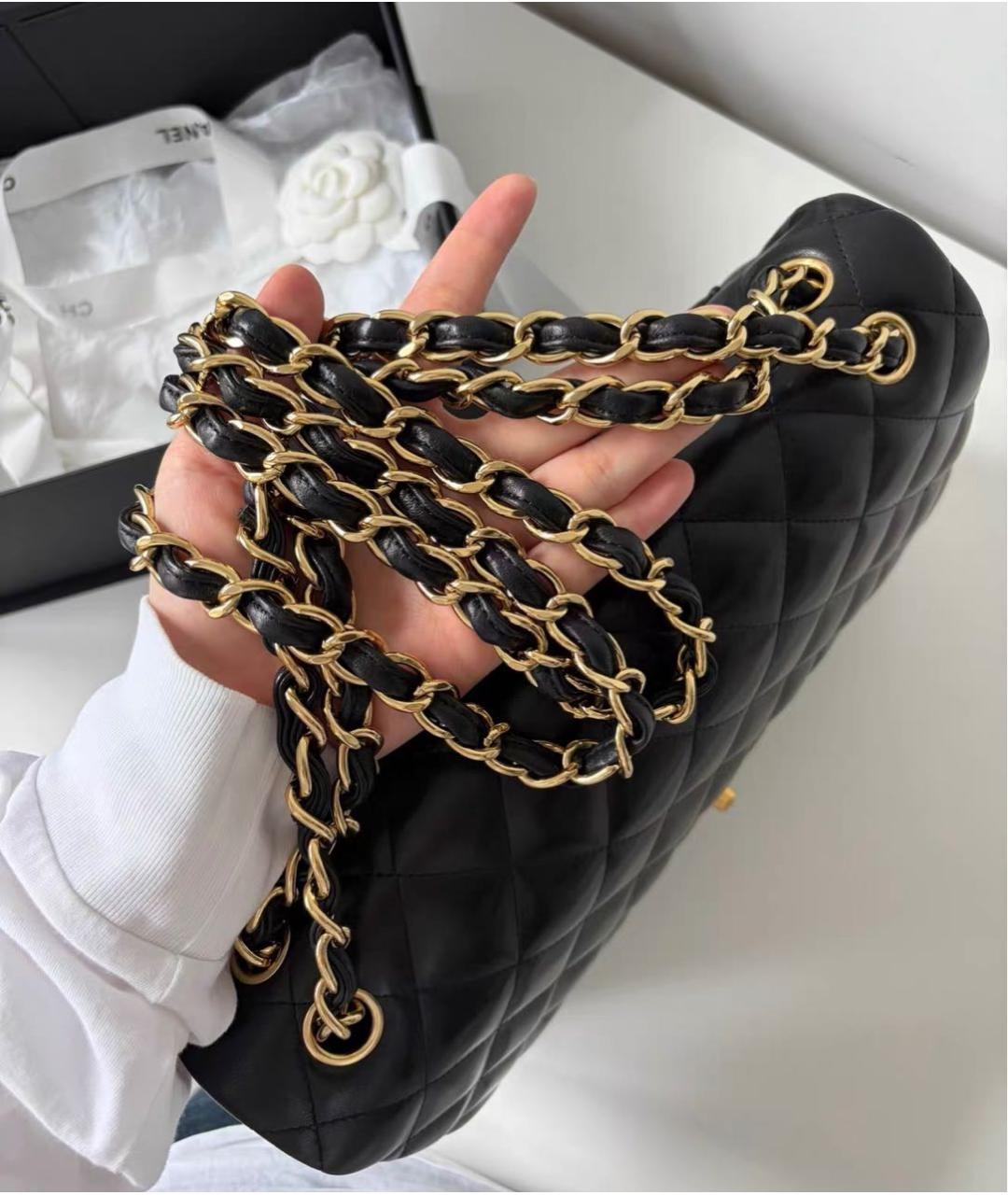 CHANEL Черная кожаная сумка через плечо, фото 6