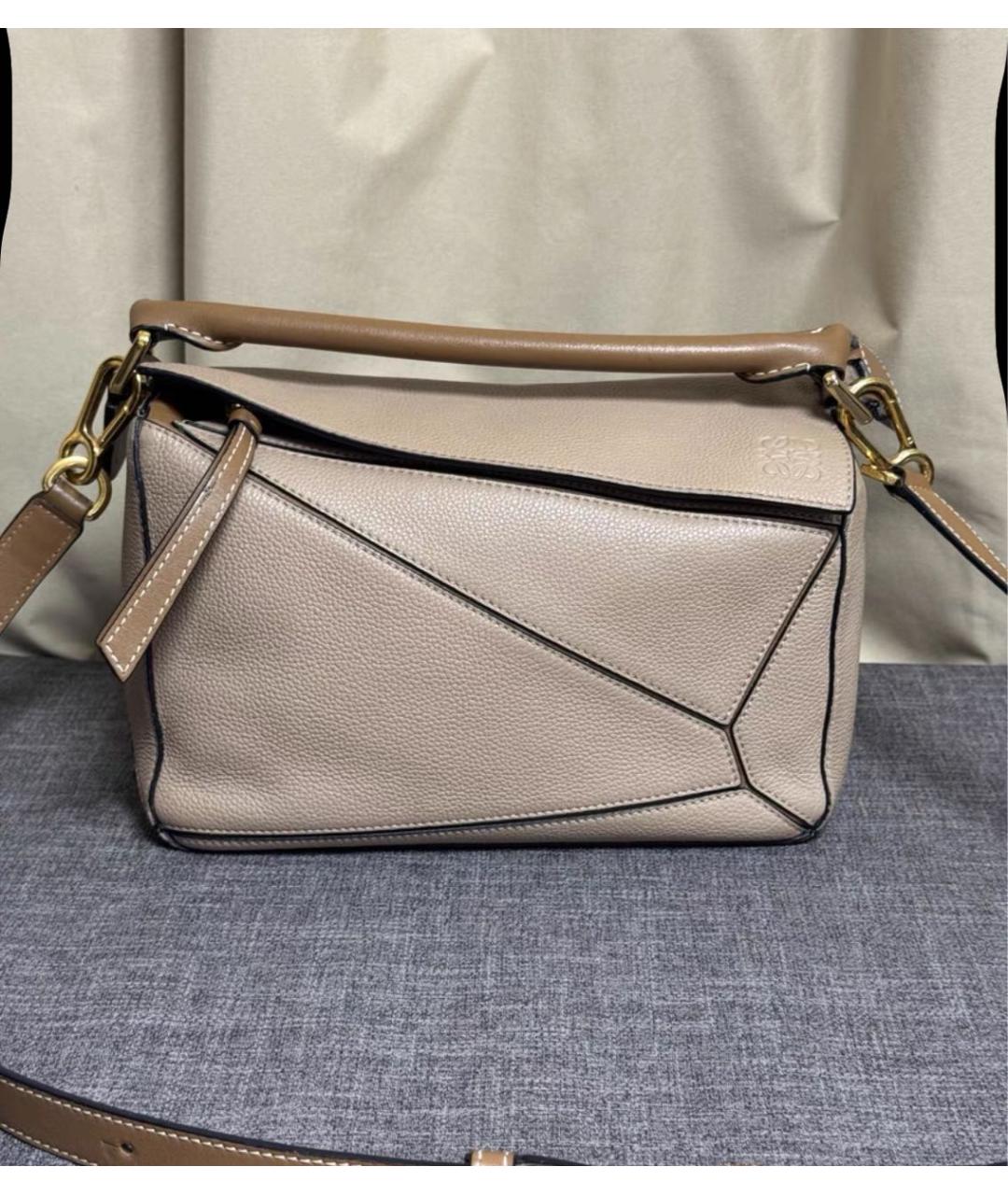 LOEWE Бежевая кожаная сумка через плечо, фото 2