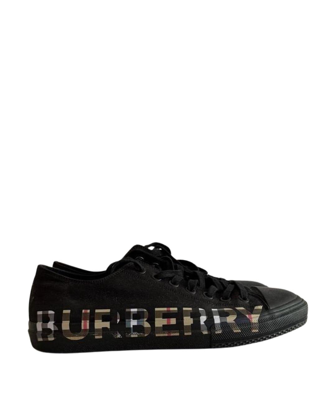 BURBERRY Черные текстильные низкие кроссовки / кеды, фото 1