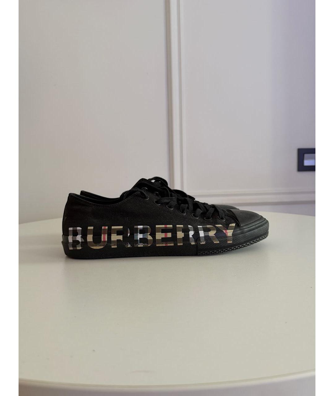 BURBERRY Черные текстильные низкие кроссовки / кеды, фото 5