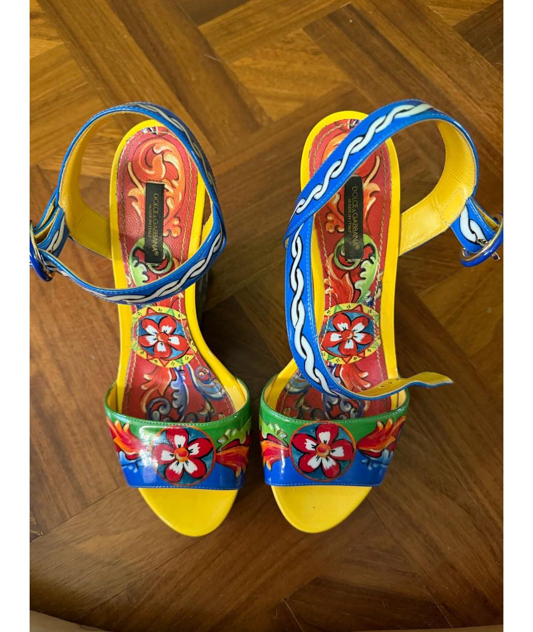 DOLCE&GABBANA Мульти босоножки из лакированной кожи, фото 4