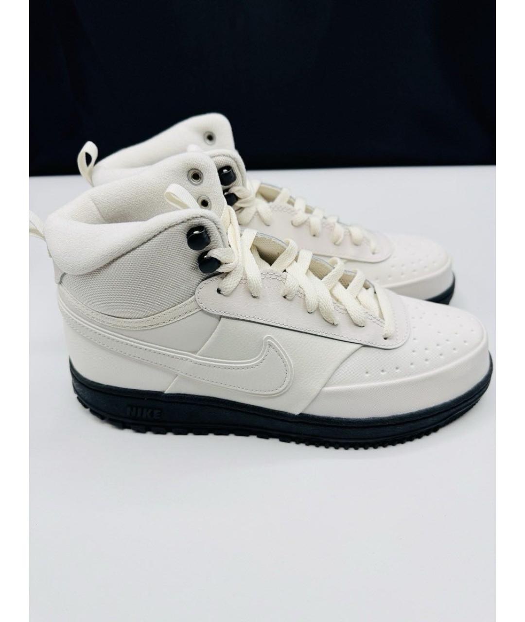 NIKE Белые кожаные высокие кроссовки / кеды, фото 7