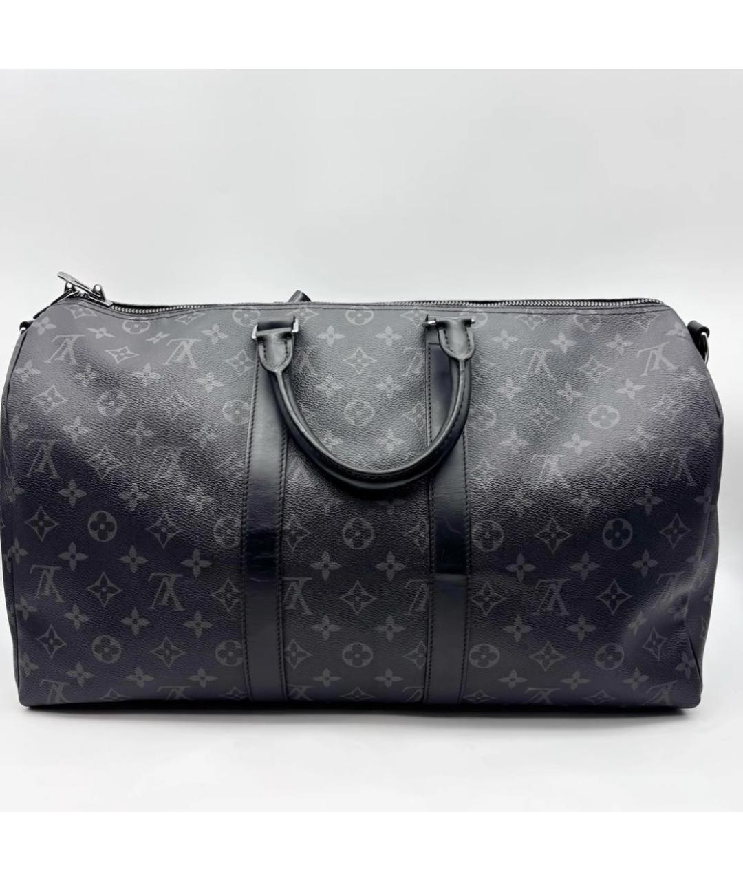 LOUIS VUITTON Черная дорожная/спортивная сумка из канвы, фото 3