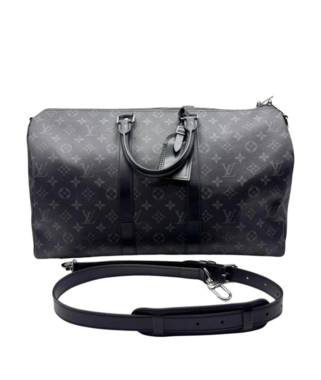 LOUIS VUITTON Черная дорожная/спортивная сумка из канвы, фото 1