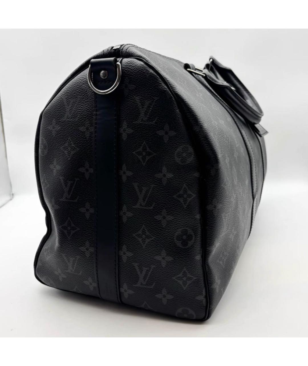 LOUIS VUITTON Черная дорожная/спортивная сумка из канвы, фото 5