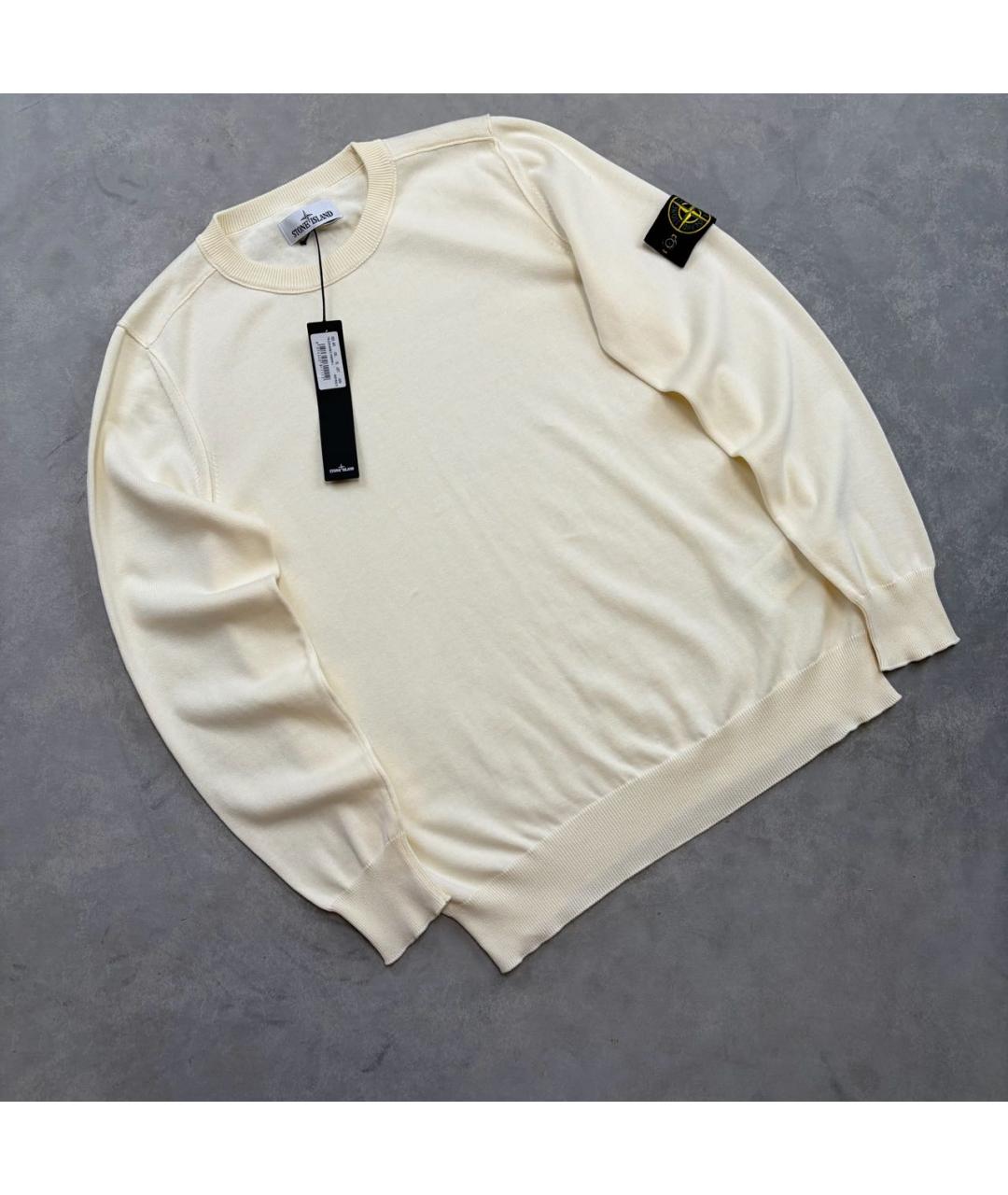 STONE ISLAND Бежевый хлопковый джемпер / свитер, фото 6