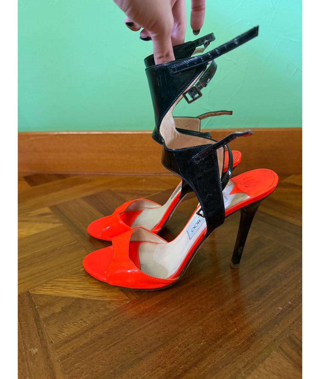 JIMMY CHOO Оранжевые босоножки из лакированной кожи, фото 5