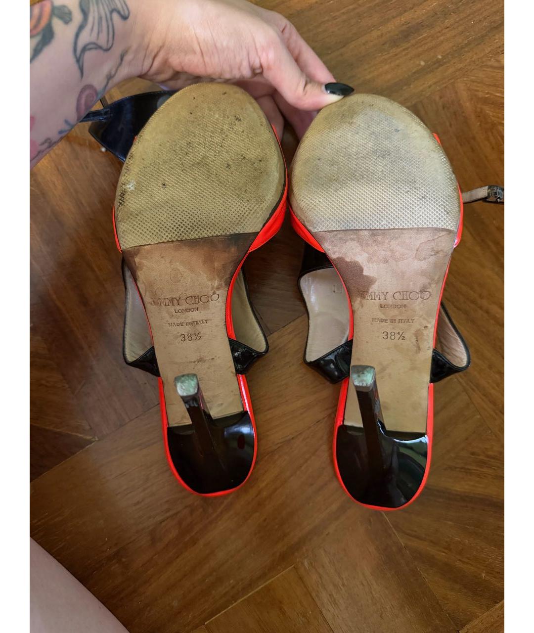 JIMMY CHOO Оранжевые босоножки из лакированной кожи, фото 4