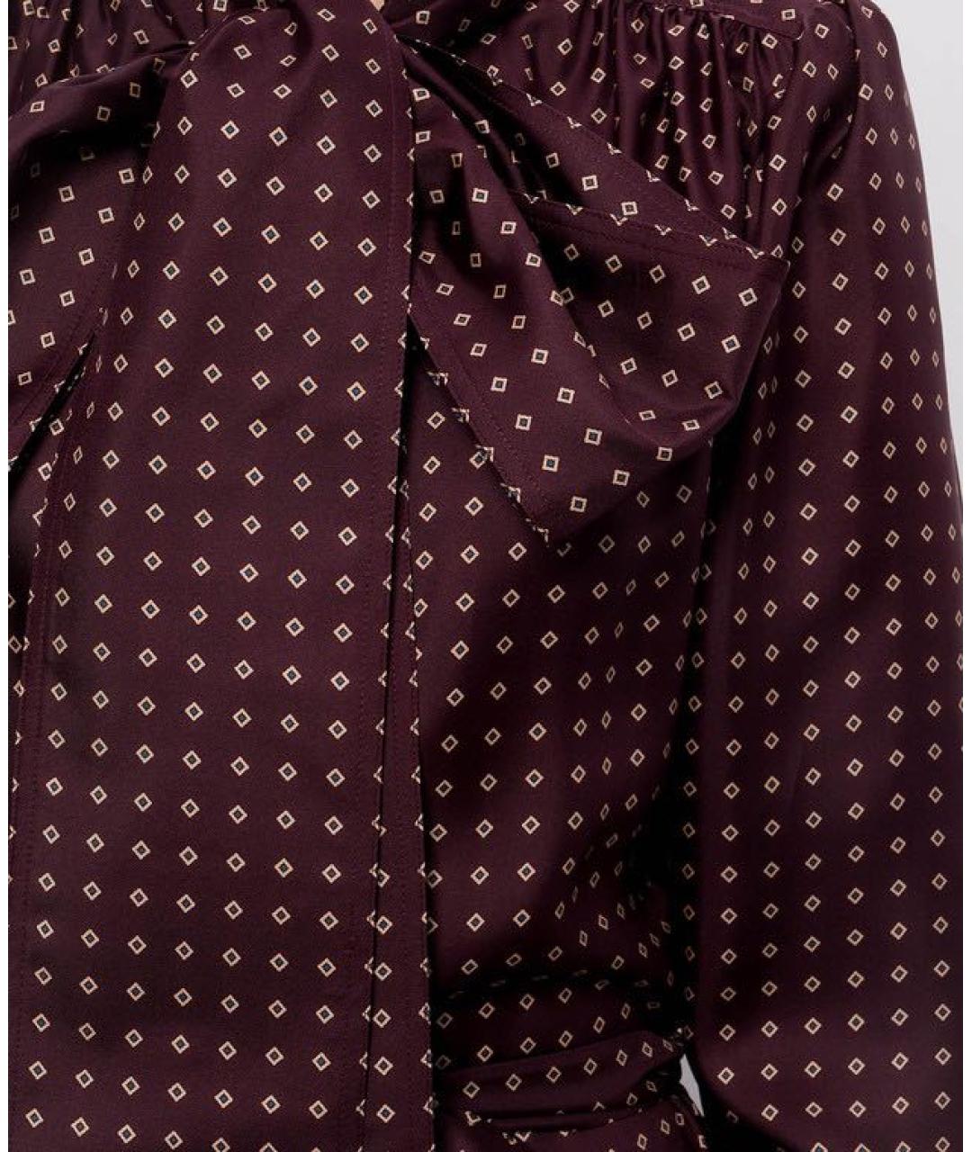 SAINT LAURENT Бордовое шелковое повседневное платье, фото 5