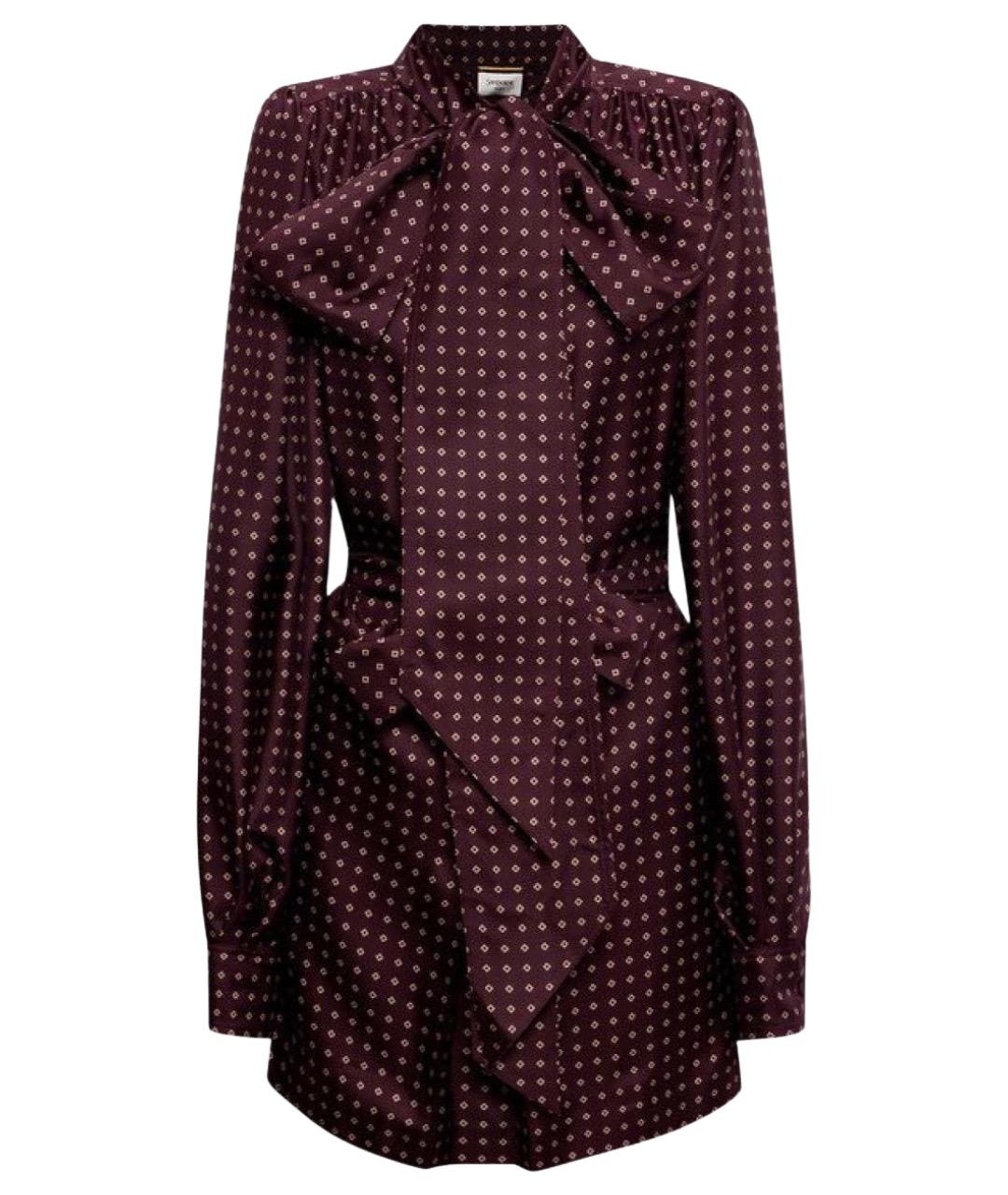 SAINT LAURENT Бордовое шелковое повседневное платье, фото 1