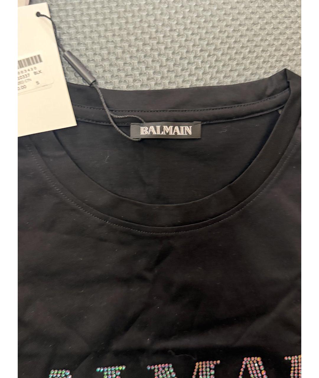 BALMAIN Черная хлопковая футболка, фото 2