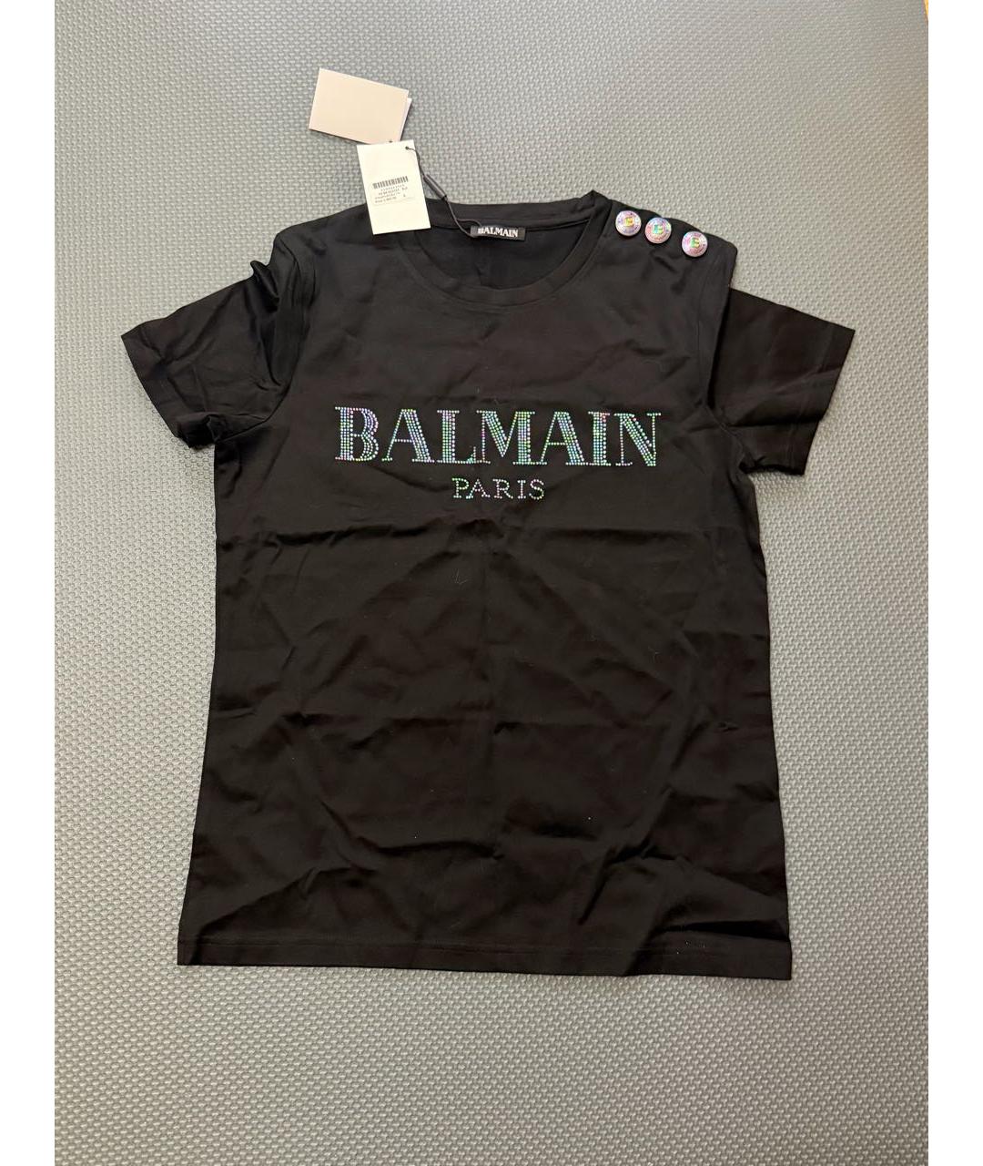 BALMAIN Черная хлопковая футболка, фото 5