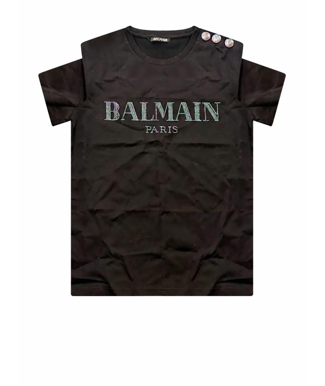 BALMAIN Черная хлопковая футболка, фото 1