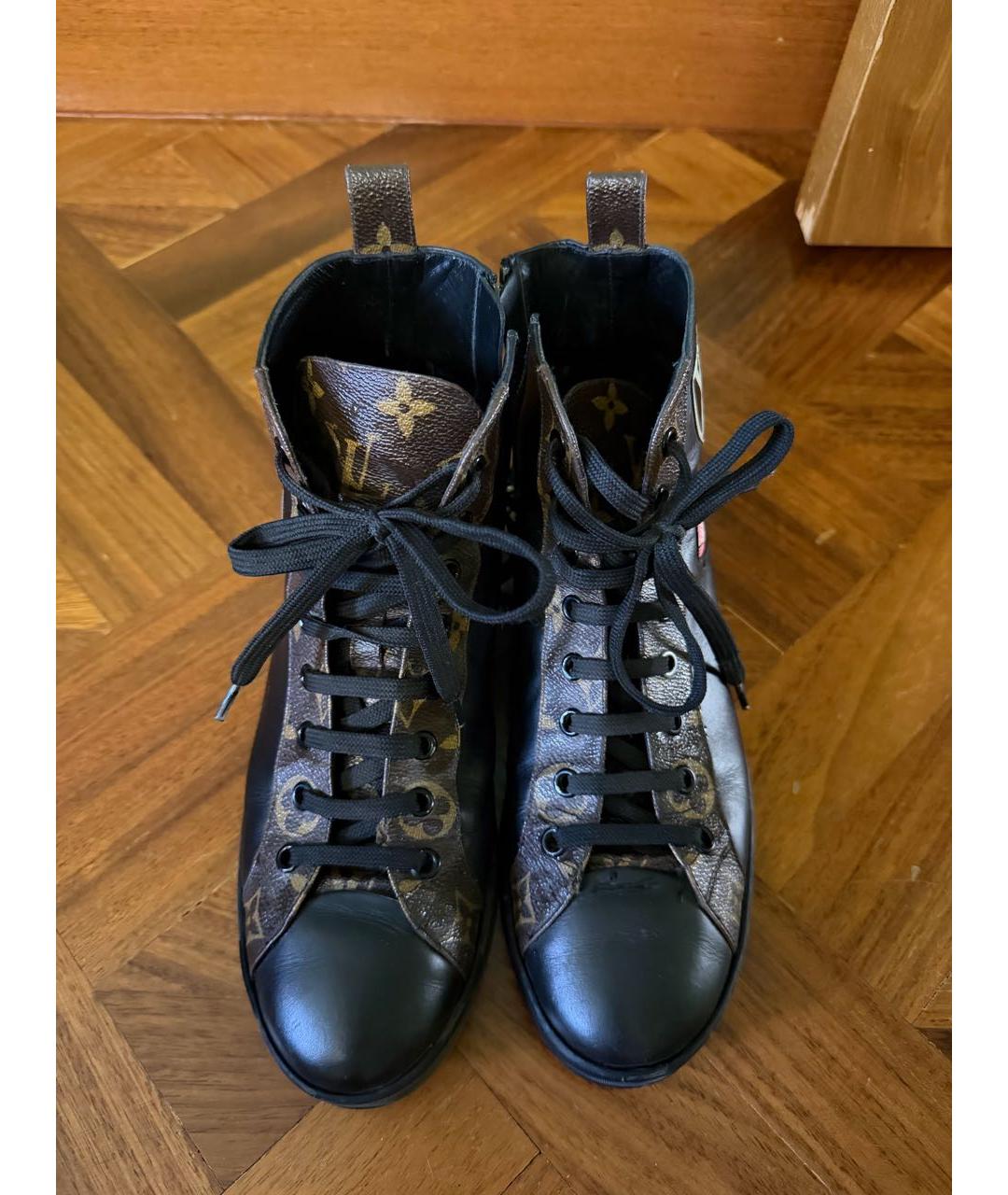 LOUIS VUITTON Черные кожаные кеды, фото 3