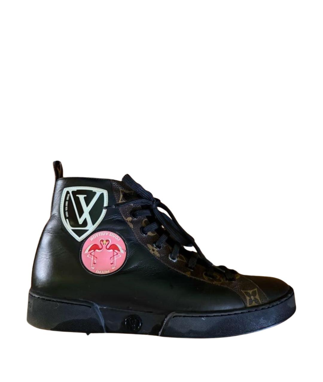 LOUIS VUITTON Черные кожаные кеды, фото 1