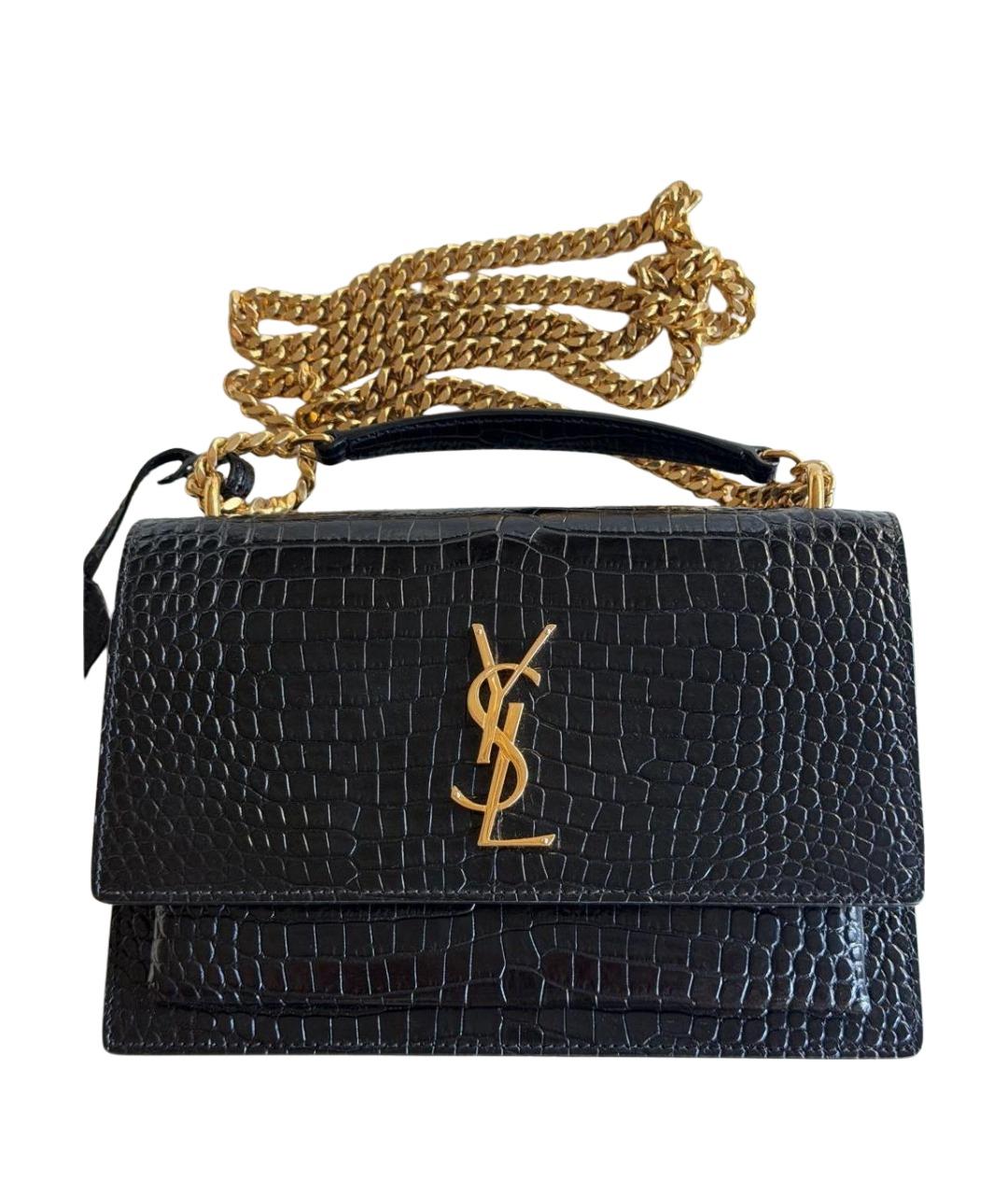 SAINT LAURENT Черная кожаная сумка через плечо, фото 1