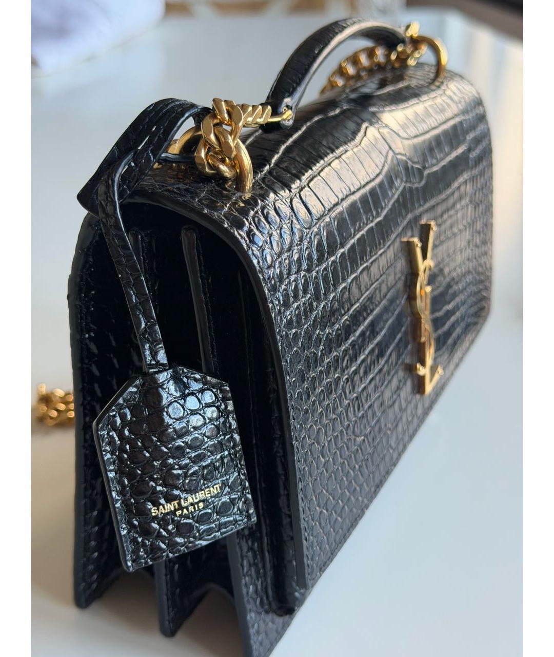 SAINT LAURENT Черная кожаная сумка через плечо, фото 2