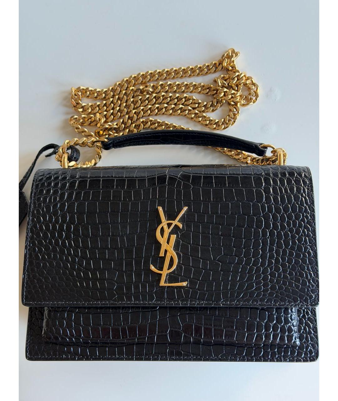 SAINT LAURENT Черная кожаная сумка через плечо, фото 9