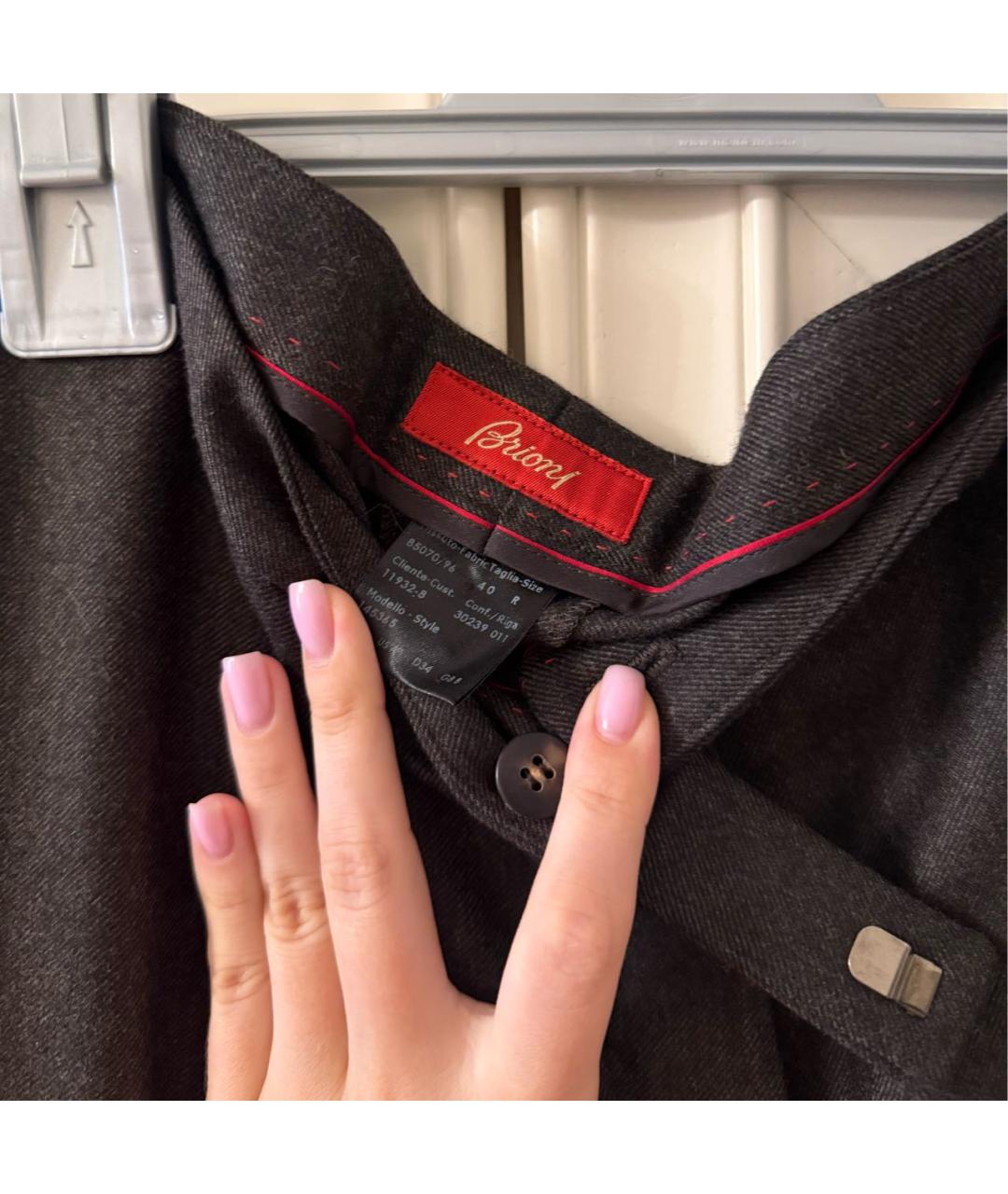 BRIONI Коричневые шерстяные брюки широкие, фото 3