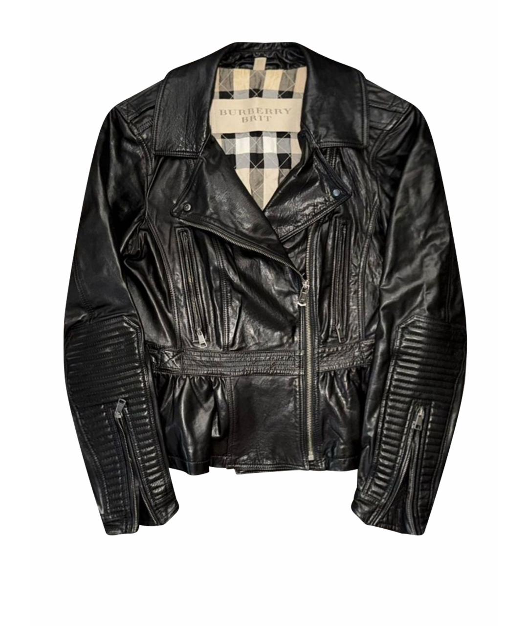 BURBERRY Черная кожаная куртка, фото 1