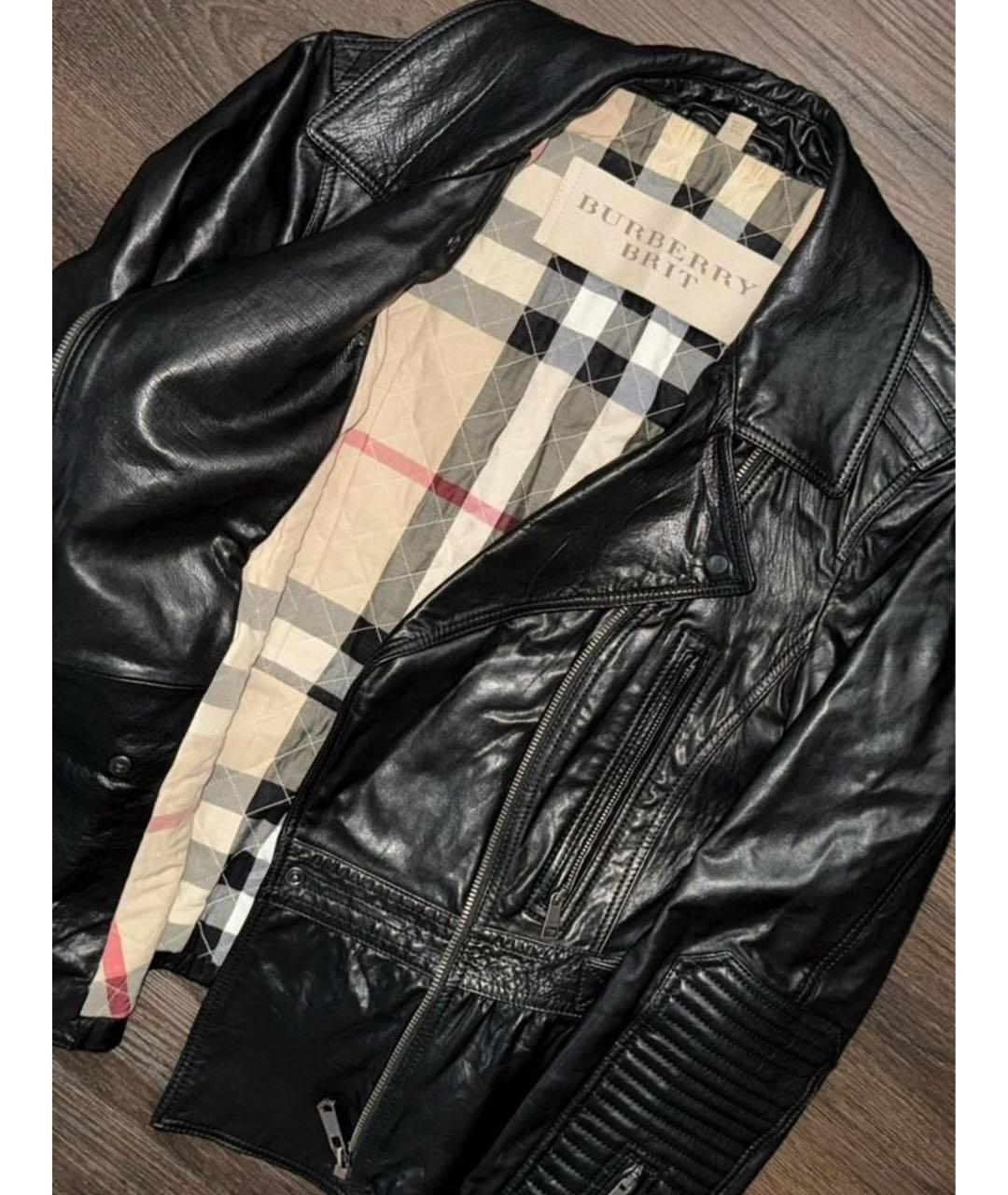 BURBERRY Черная кожаная куртка, фото 3