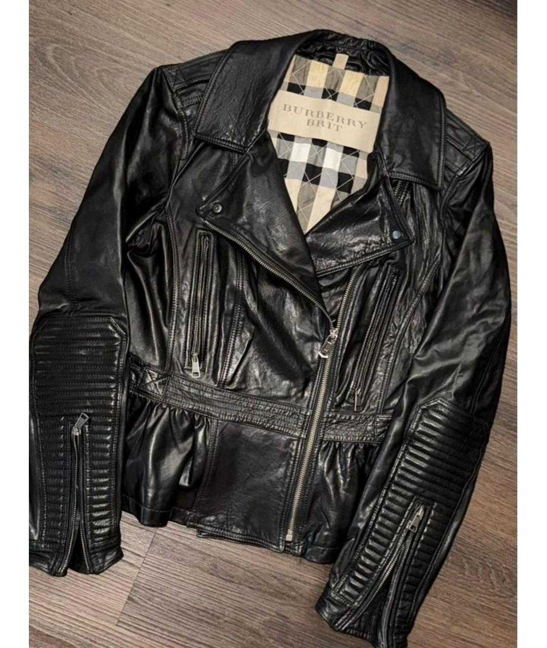 BURBERRY Черная кожаная куртка, фото 7