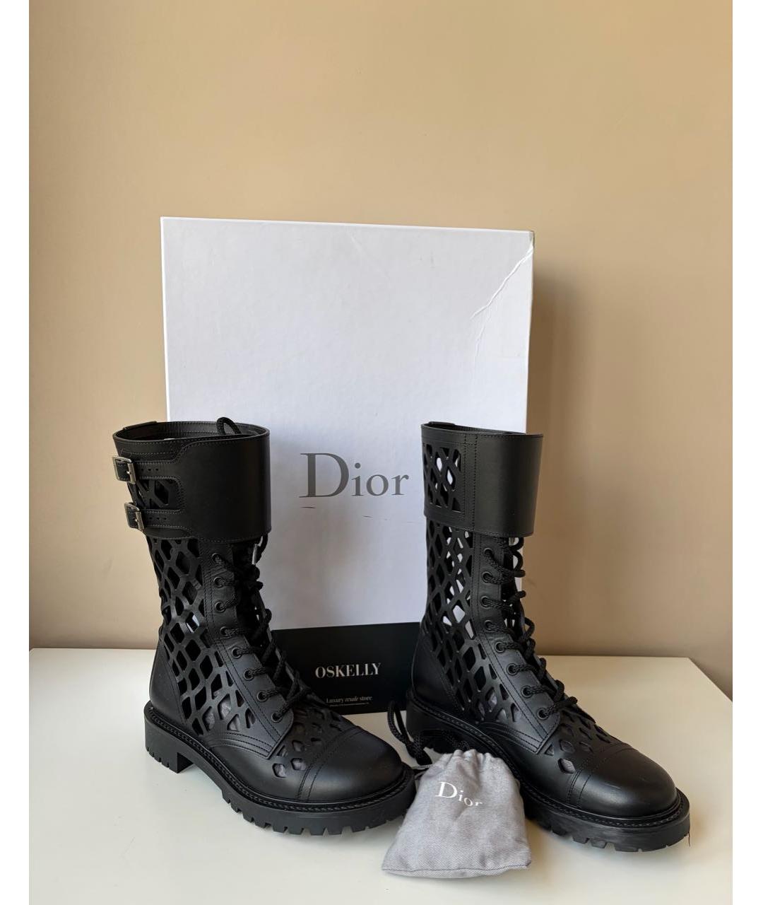 CHRISTIAN DIOR Черные кожаные ботинки, фото 3