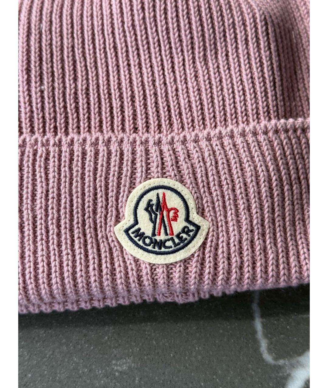 MONCLER Коралловая хлопковая шапка, фото 3