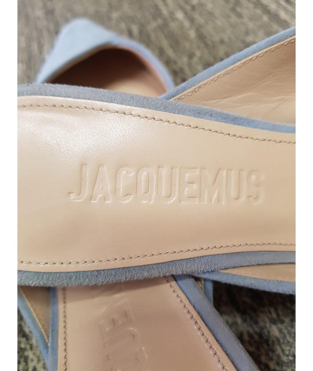 JACQUEMUS Голубые замшевые мюли, фото 5