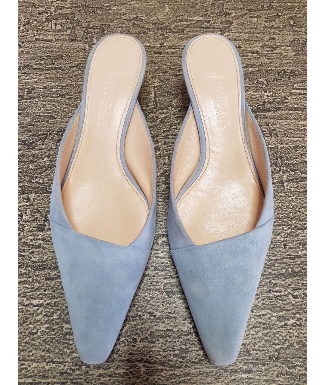 JACQUEMUS Голубые замшевые мюли, фото 3