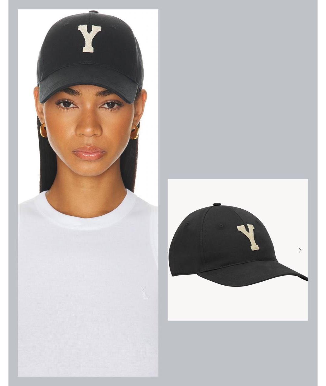 SAINT LAURENT Черная хлопковая кепка, фото 5