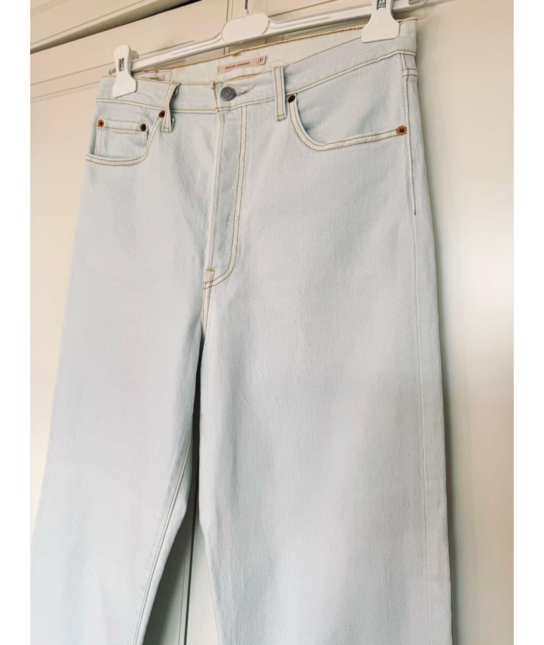 LEVI'S Белые хлопко-эластановые прямые джинсы, фото 2