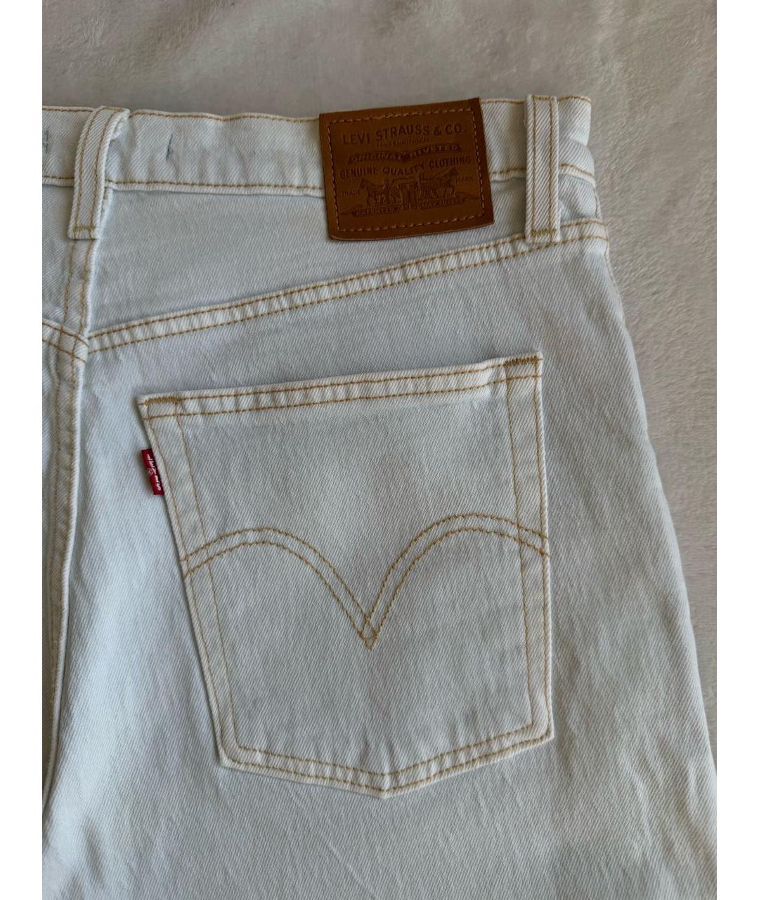 LEVI'S Белые хлопко-эластановые прямые джинсы, фото 3