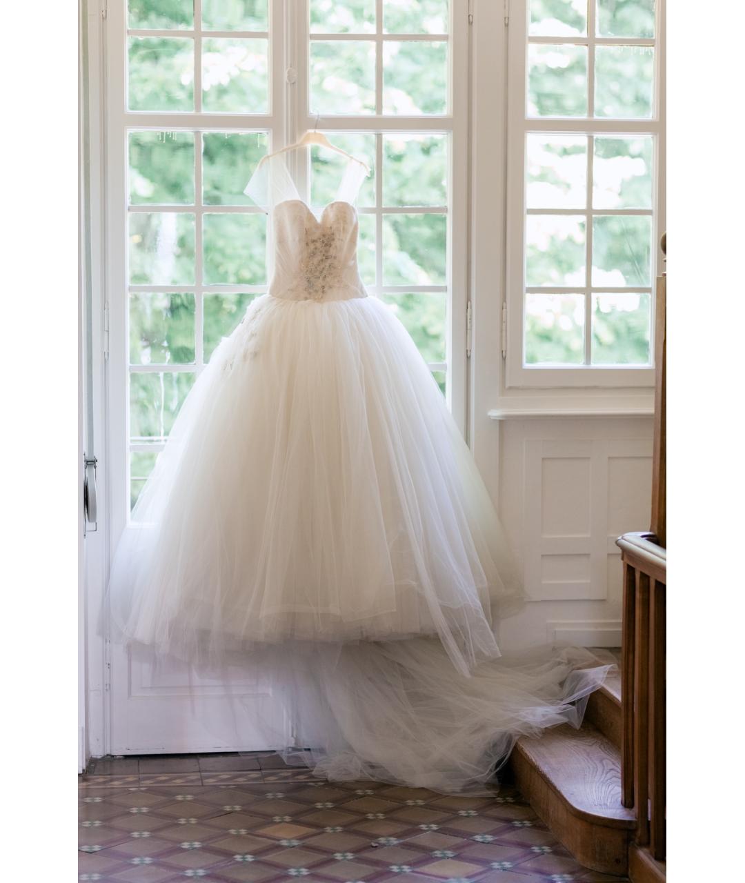 VERA WANG Белое шелковое свадебное платье, фото 4