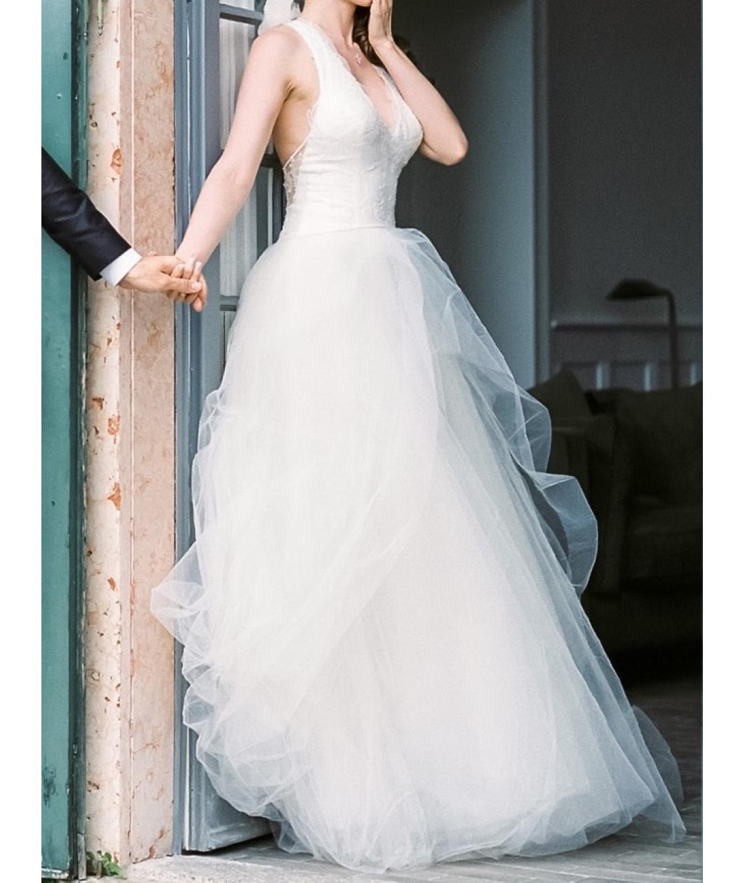 VERA WANG Белое шелковое свадебное платье, фото 4