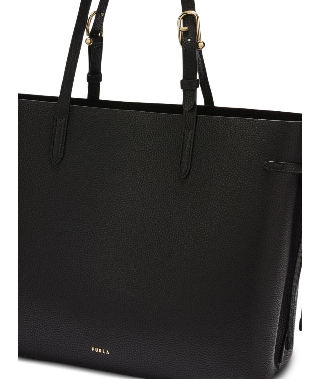 FURLA Черная кожаная сумка тоут, фото 2