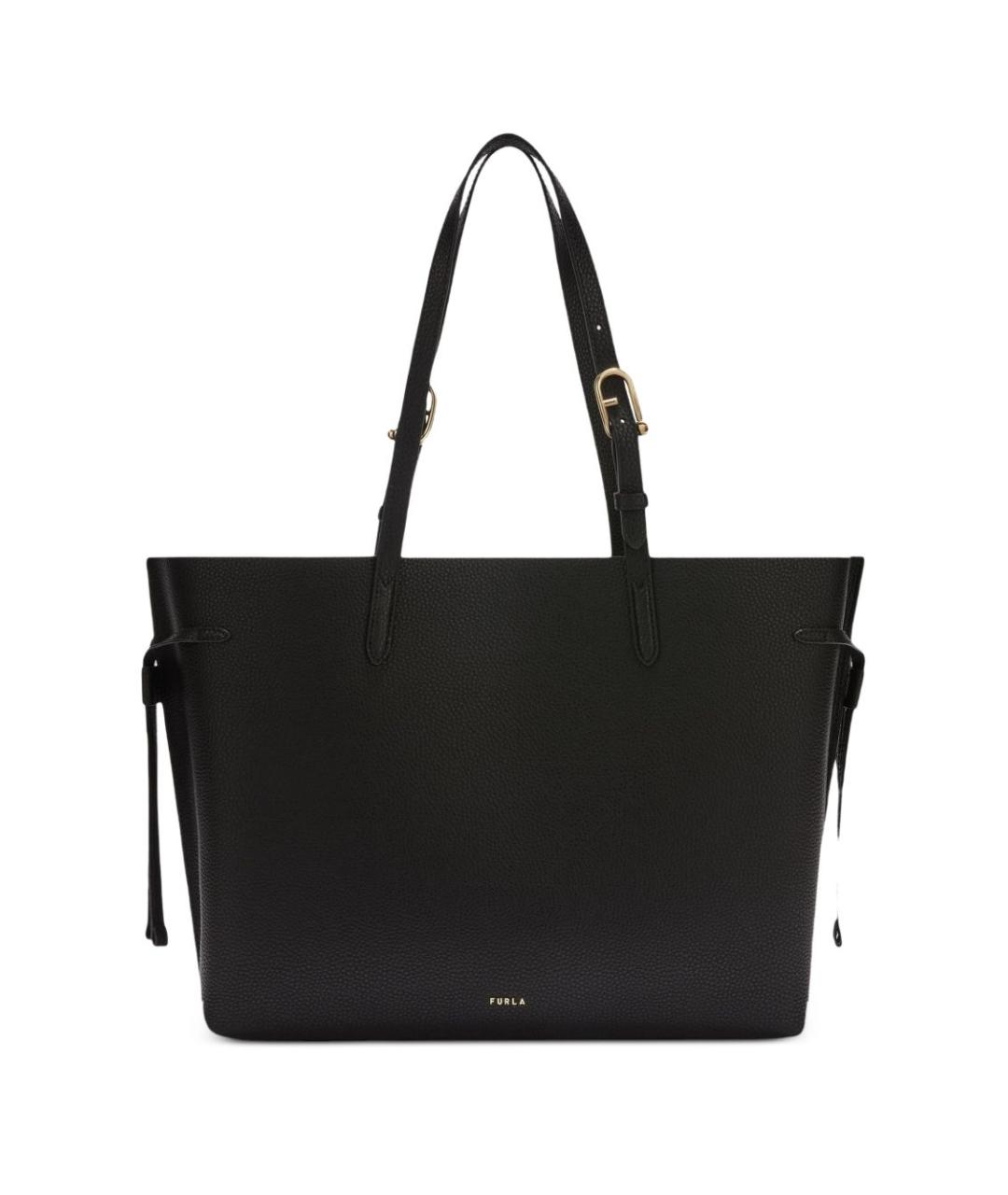 FURLA Черная кожаная сумка тоут, фото 6