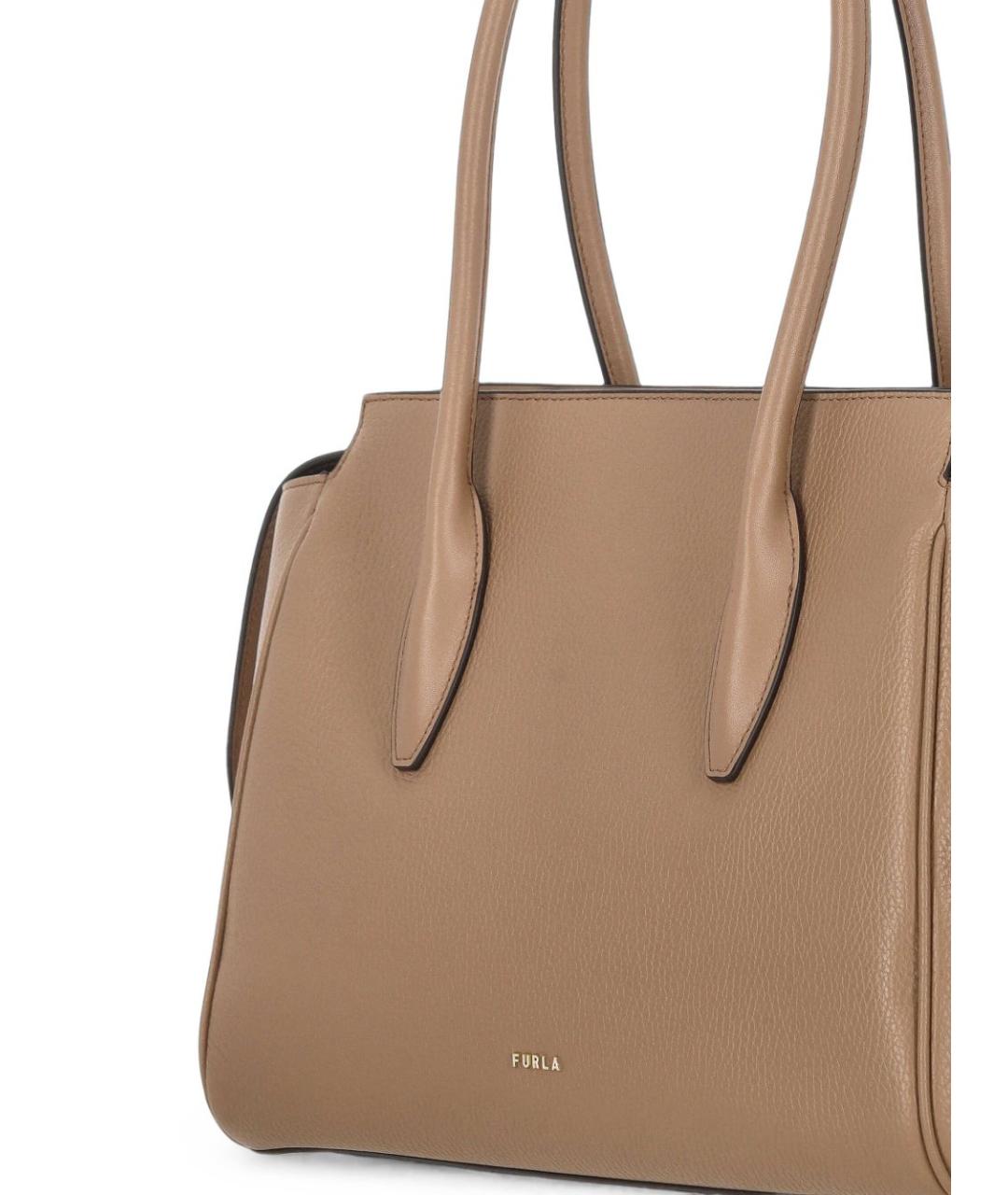 FURLA Бежевая кожаная сумка тоут, фото 3