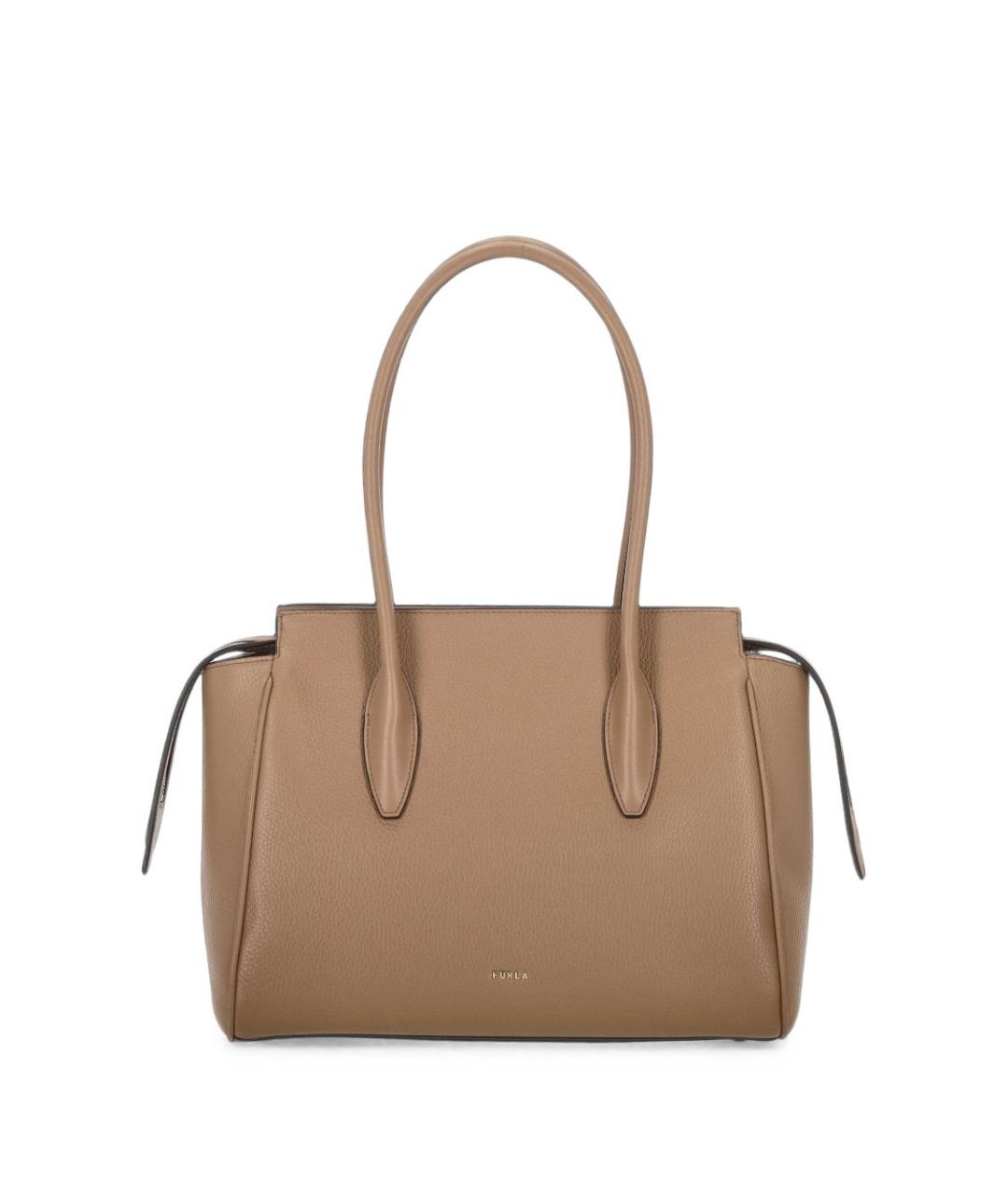 FURLA Бежевая кожаная сумка тоут, фото 1