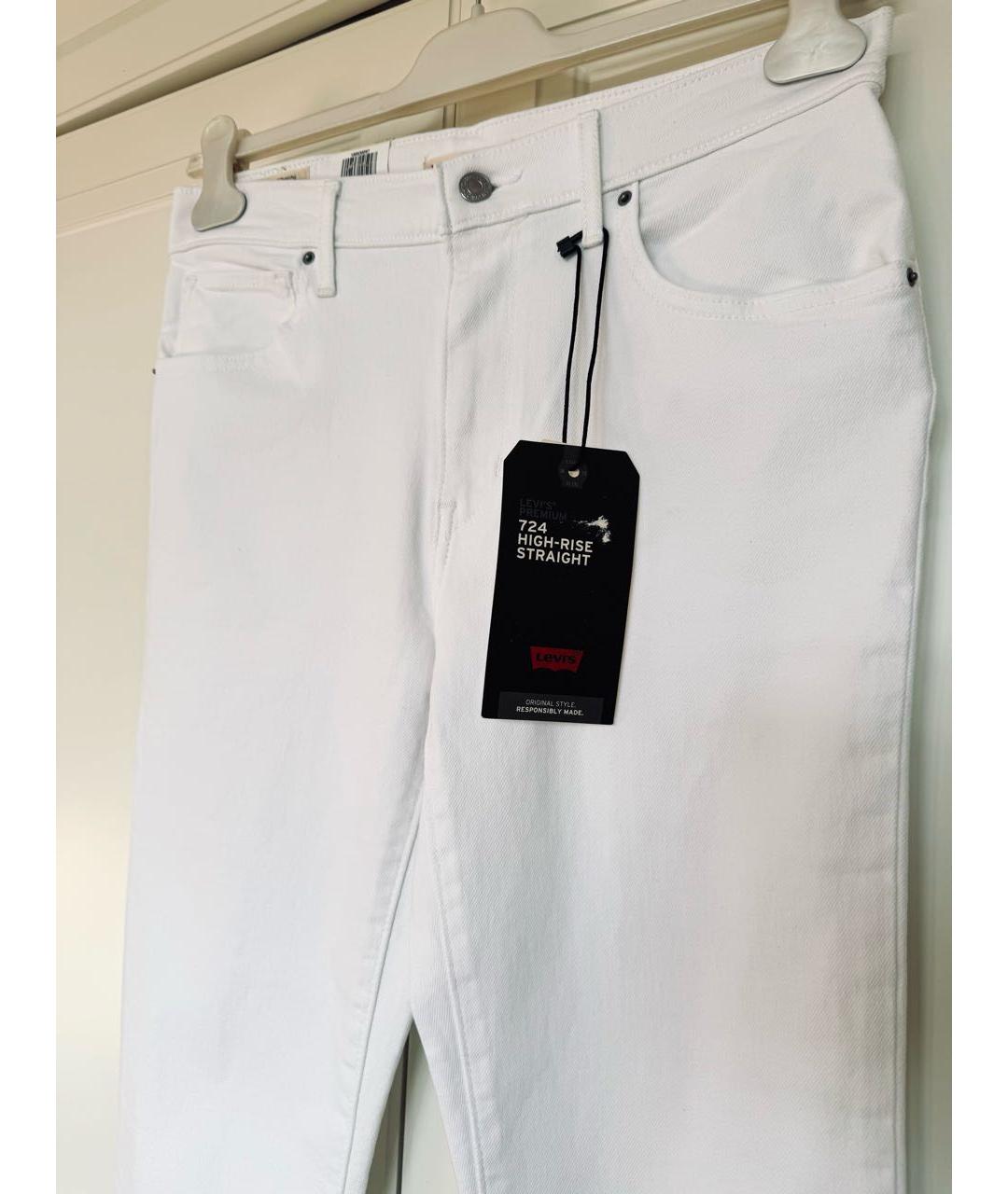 LEVI'S Белые хлопко-эластановые прямые джинсы, фото 2