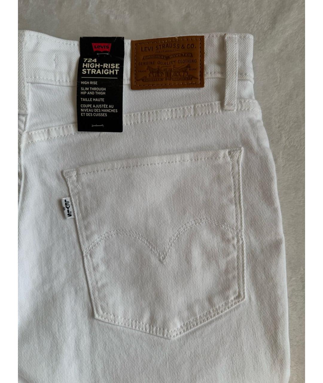 LEVI'S Белые хлопко-эластановые прямые джинсы, фото 3