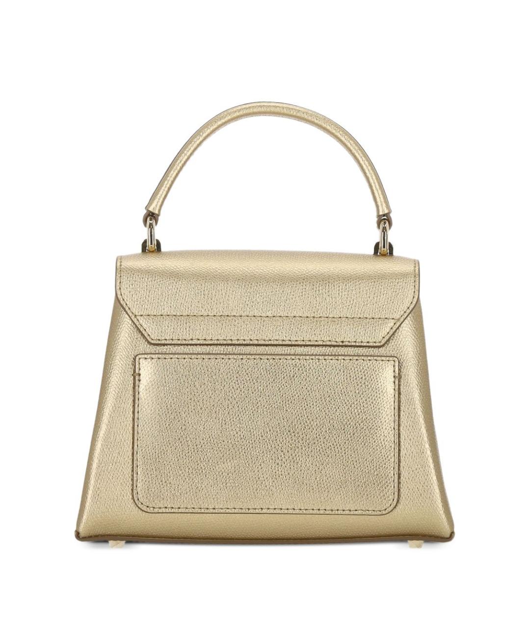 FURLA Золотая кожаная сумка с короткими ручками, фото 4