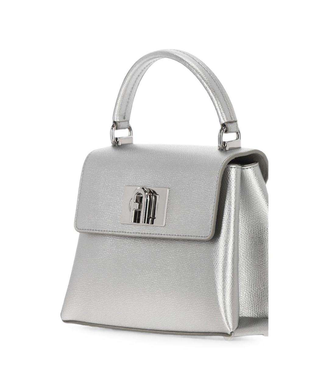 FURLA Серебряная кожаная сумка с короткими ручками, фото 4